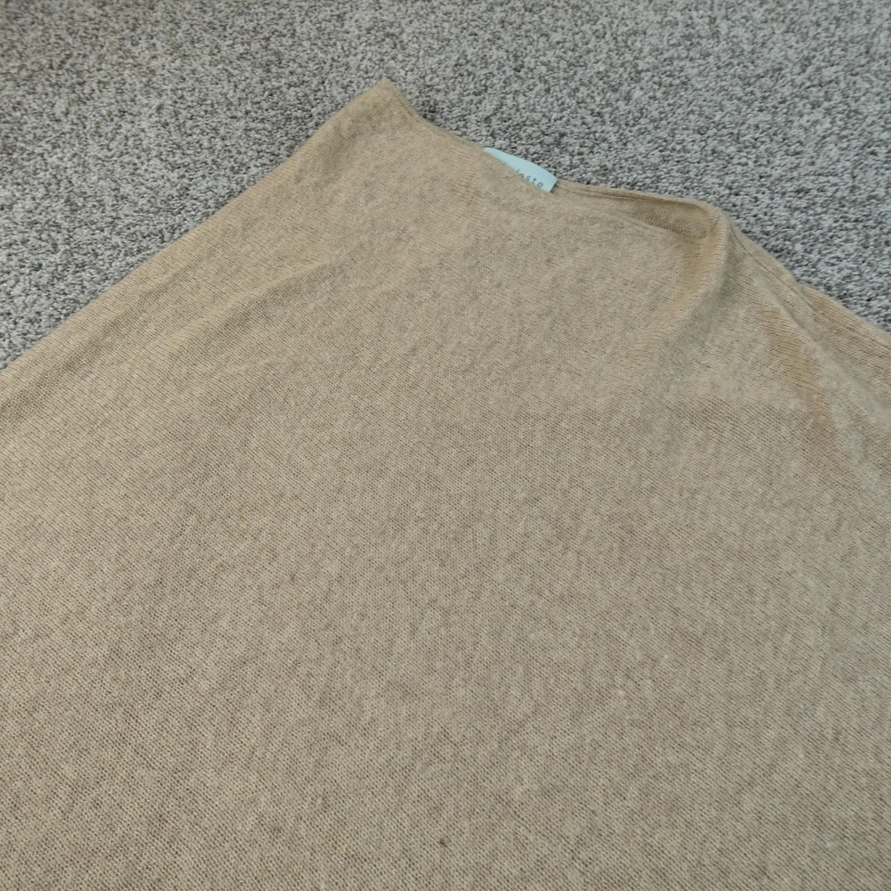 Celeste Sweater Womens One Size Beige Wool Cashmere Cape Knit Poncho Top Cozy - Picture 3 of 9